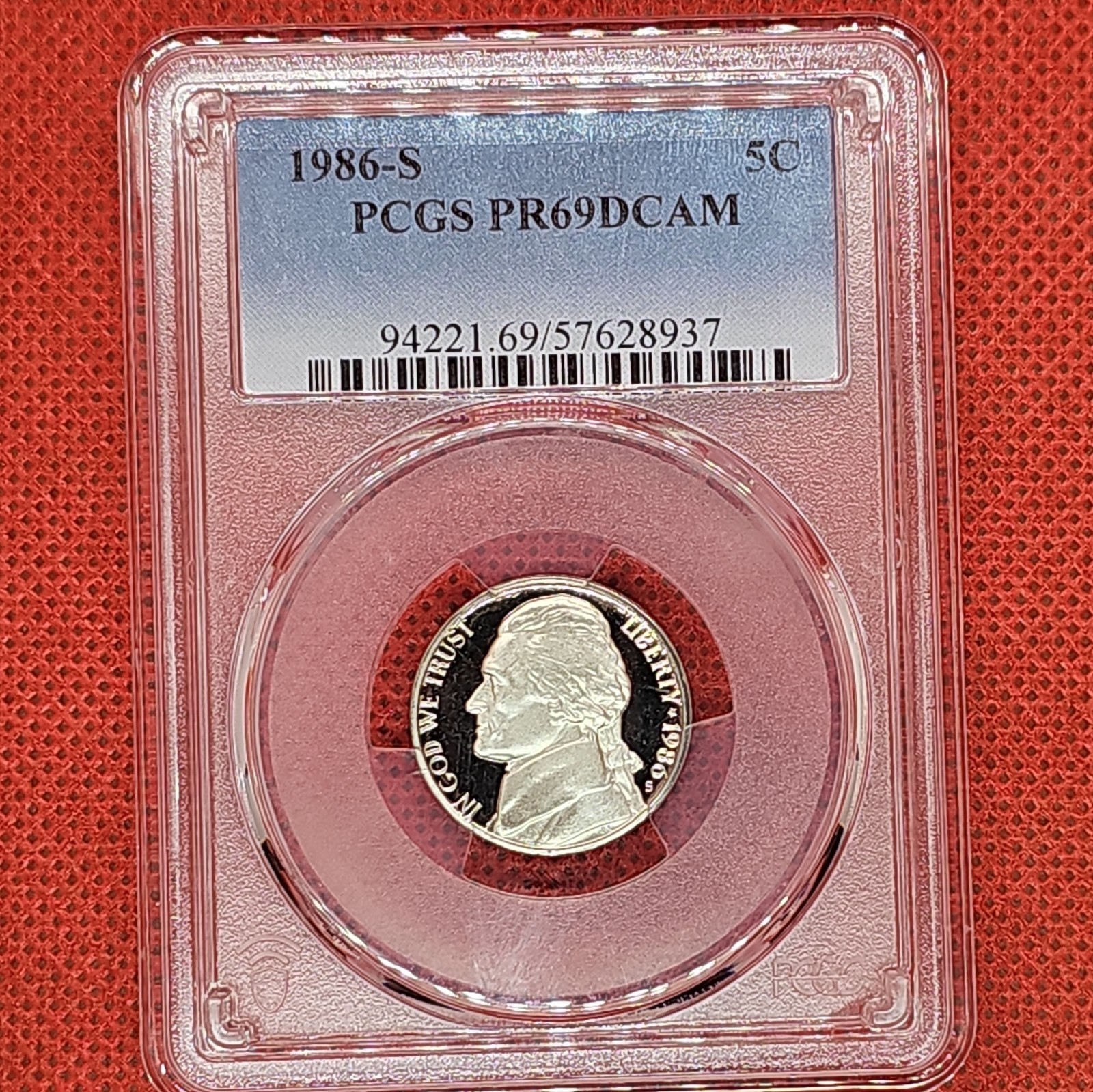 1986-S Jefferson Nickel PCGS PR69 DCAM