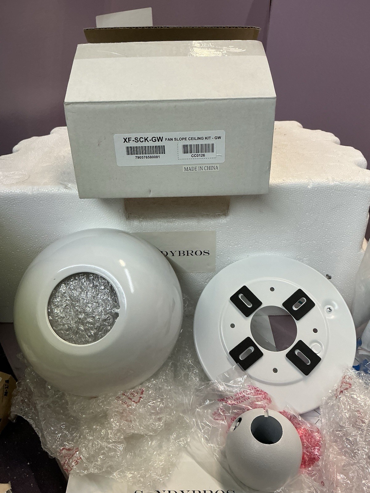 Fan Slope Ceiling Kit Gloss White XF-SCK-GW.