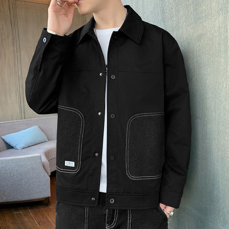 Men's Lapel Pocket Button Thin Jackets Slim Fit Coats Casual Outwear Spring Fall