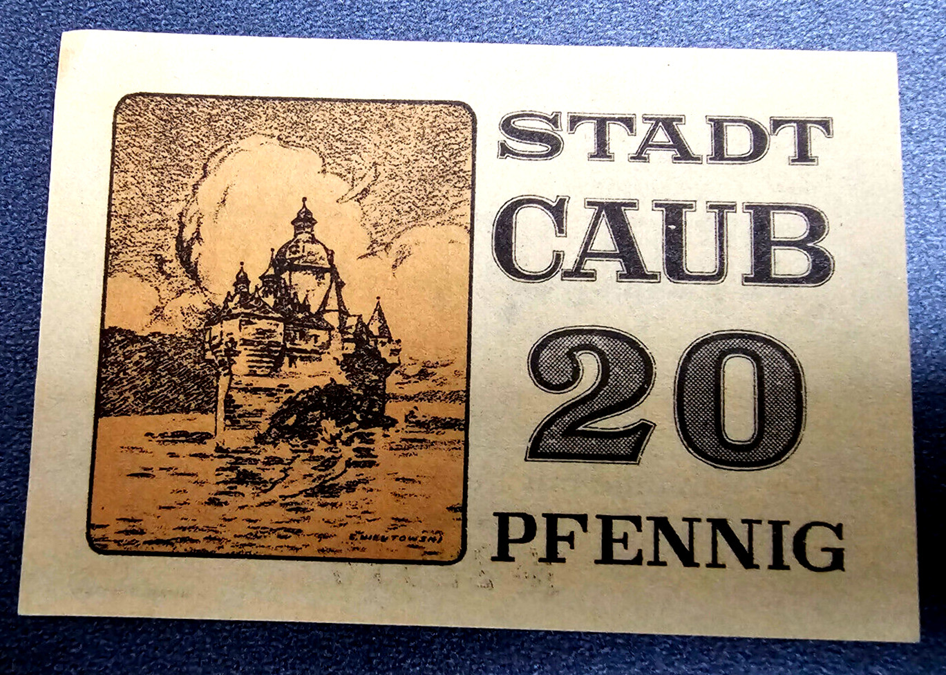 CAUB NOTGELD 20 PFENNIG 1921 EMERGENCY MONEY GERMANY BANKNOTE (33189)