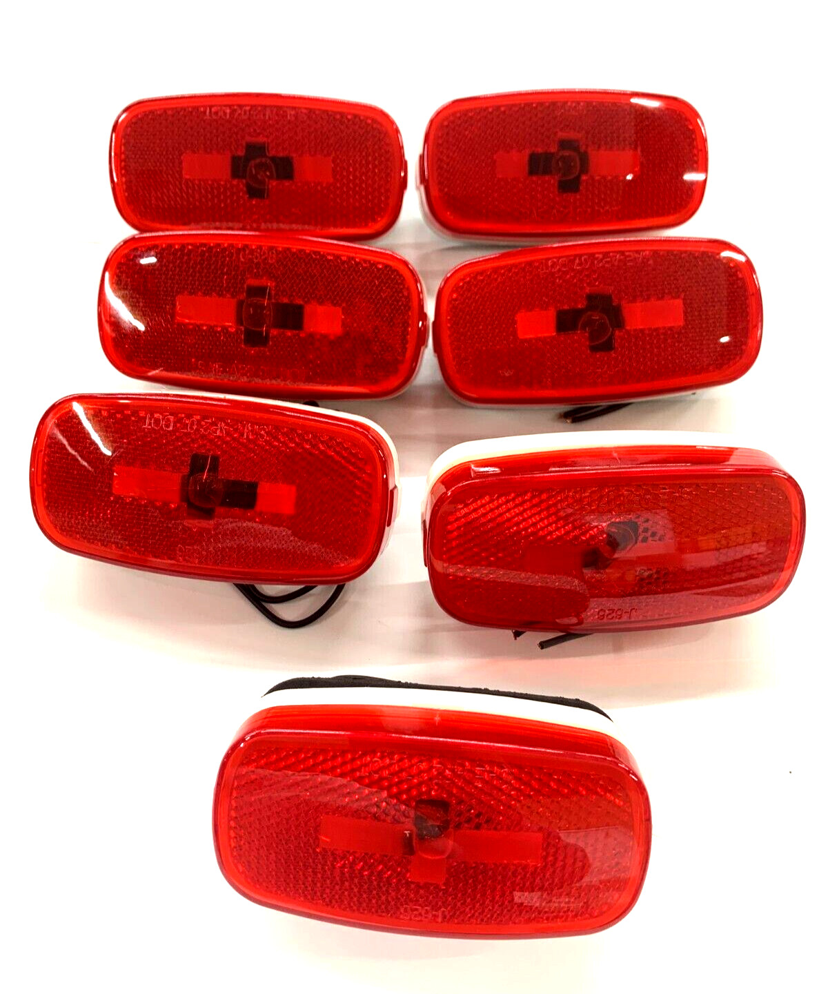 7 -RED Marker Clearance Lights Incandescent RV Trailer Truck White base & Gasket
