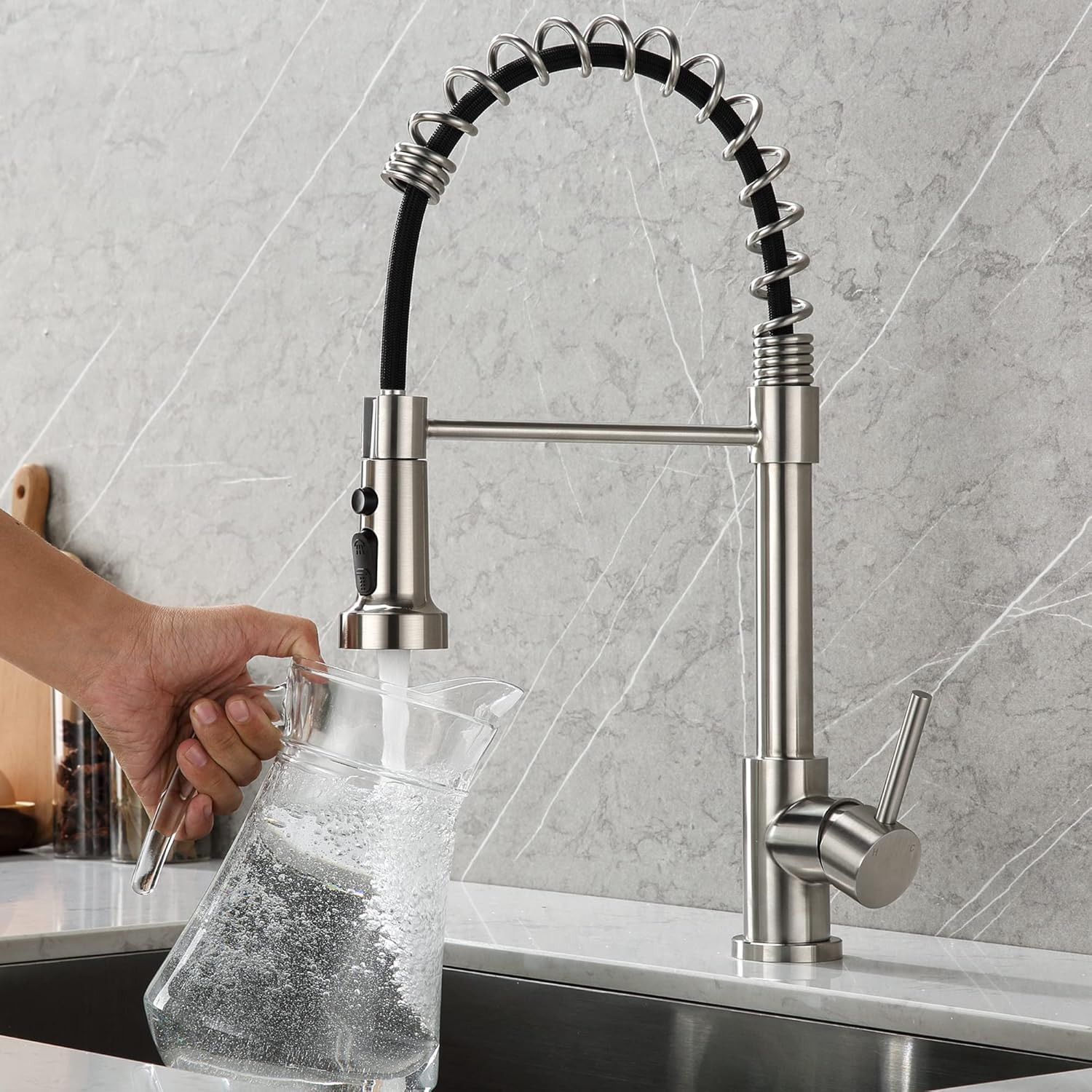 Pull down Spray Head Replacement - for Kitchen Faucet Sprayer Head with 15 Adapt
