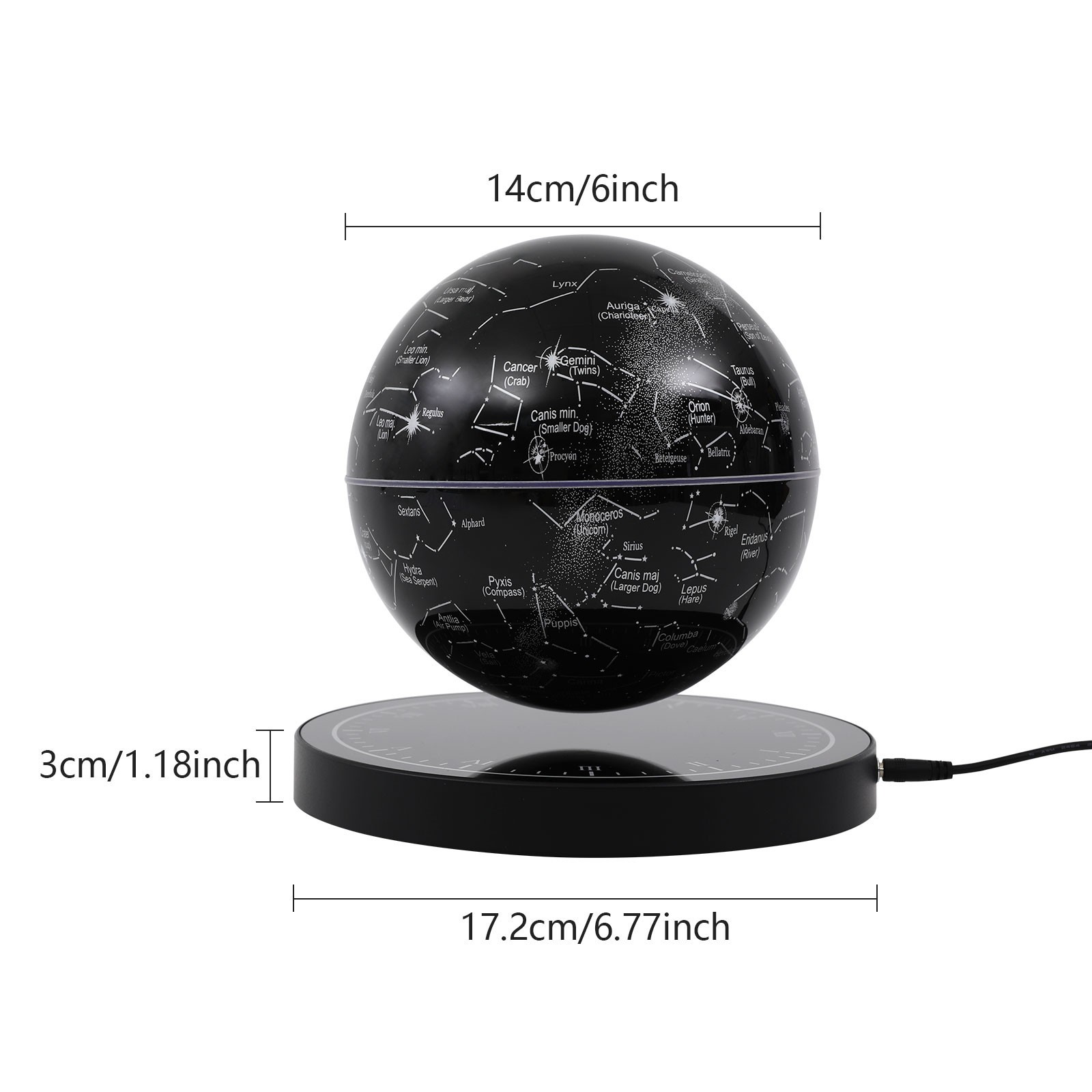 Illuminated Magnetic Levitating Globe w LED Floating Globe Auto-Rotating Globe