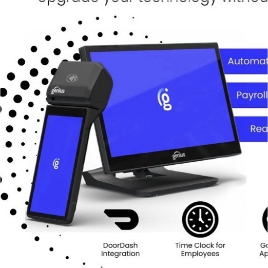 Genius Retail POS System Terminal Screen Apple Pay QR Ordering Invoicing Payroll