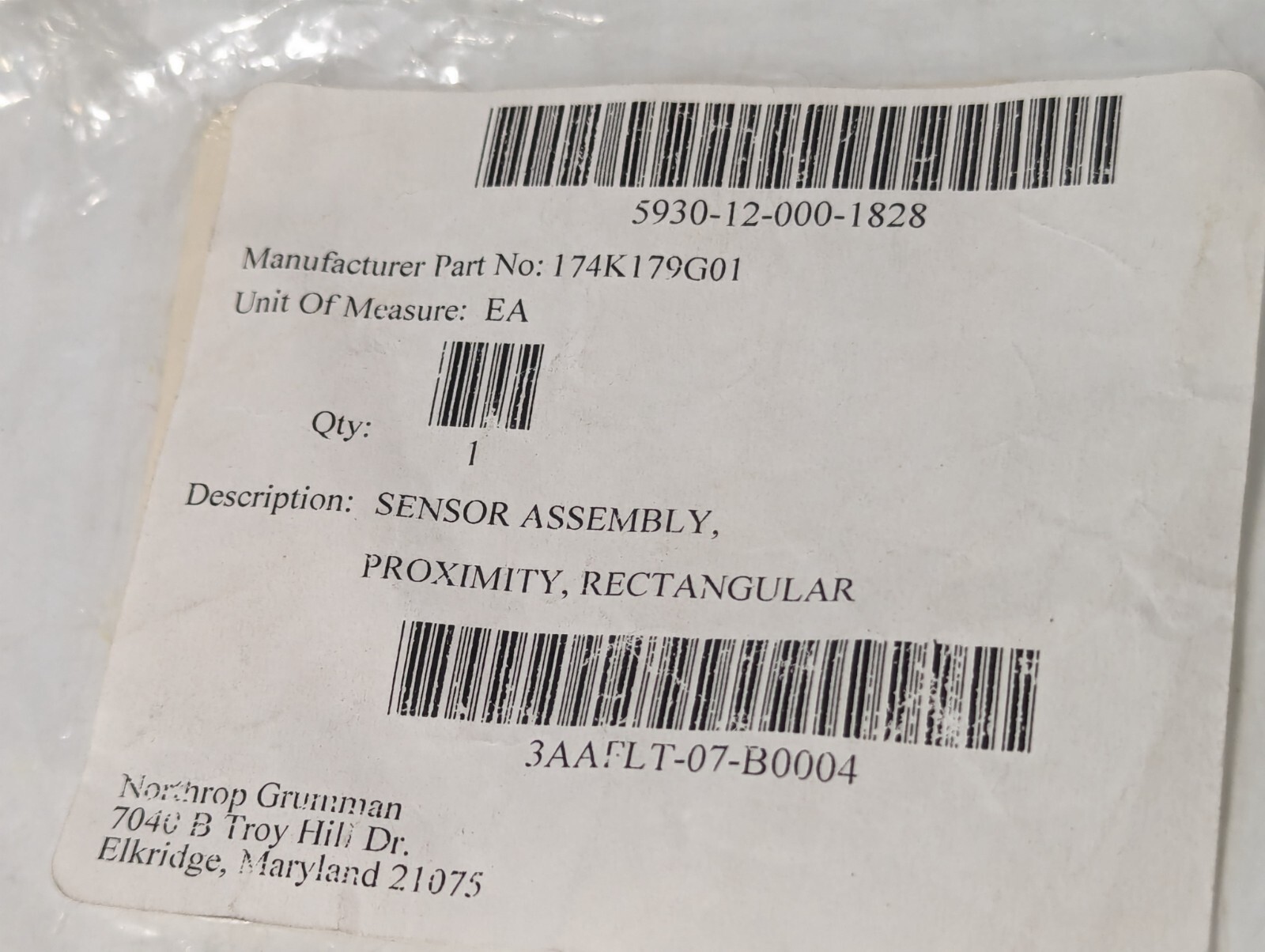 Turck 174K179G01 Rectangular Proximity Sensor Cable Assembly, 5930-12-000-1828