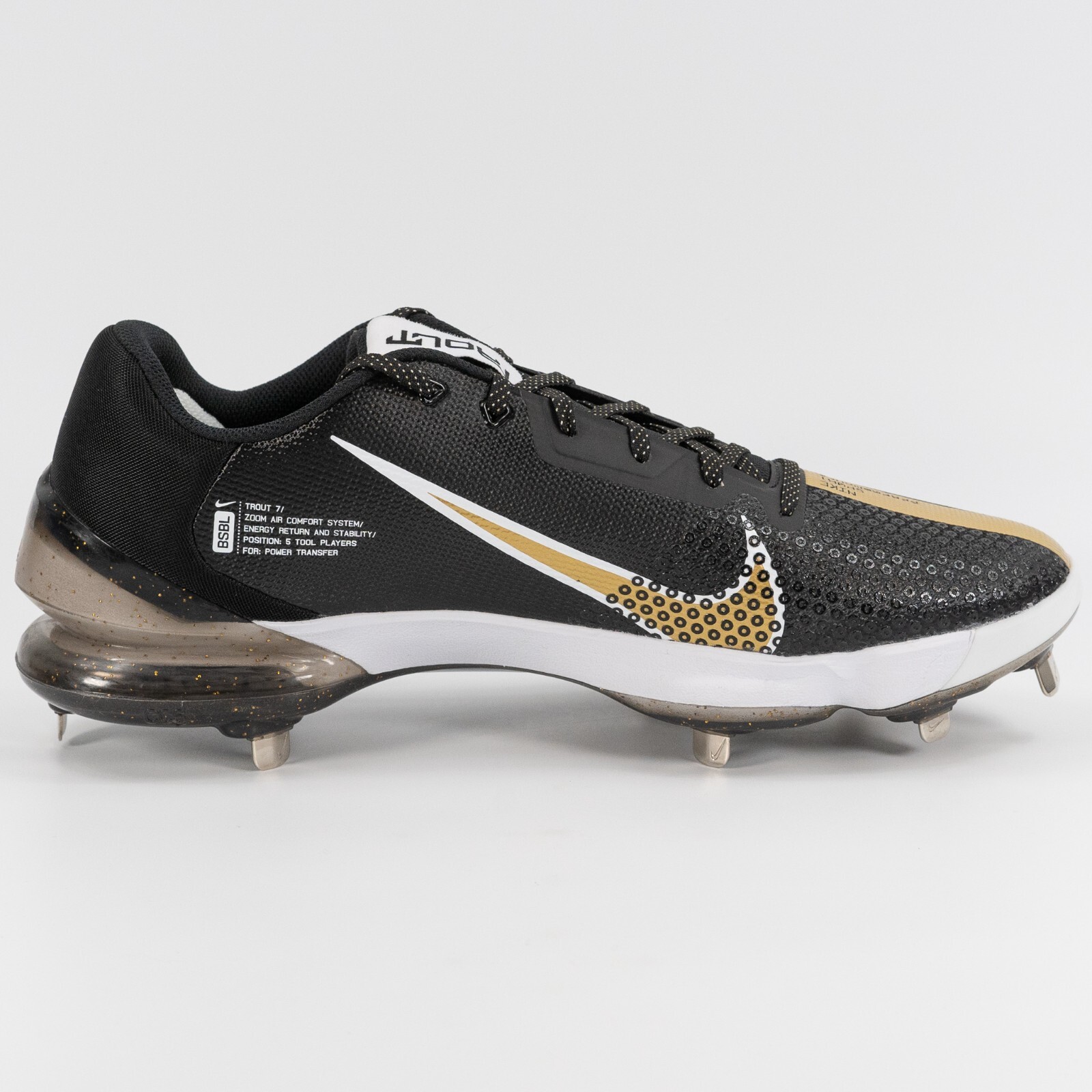 Nike Force Zoom Trout 7 Black Metallic Gold CQ7224-012 Baseball Multi Size