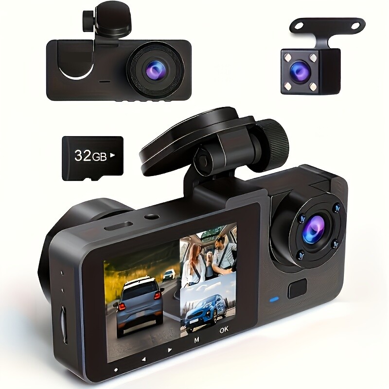 Three-channel dash recorder, 4K+1080P front and rear dash recorder, triple dash