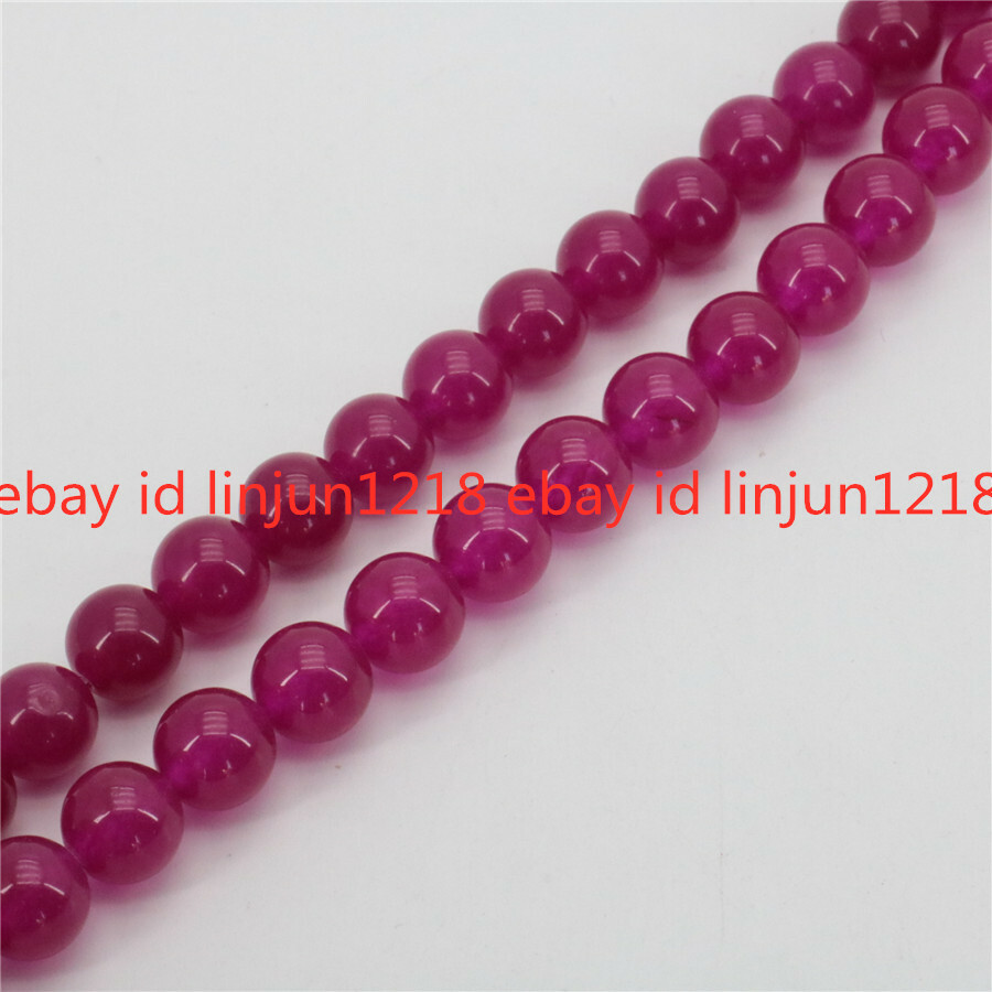 Natural 10mm Rose Red Jade Gemstone Round Loose Beads 15''