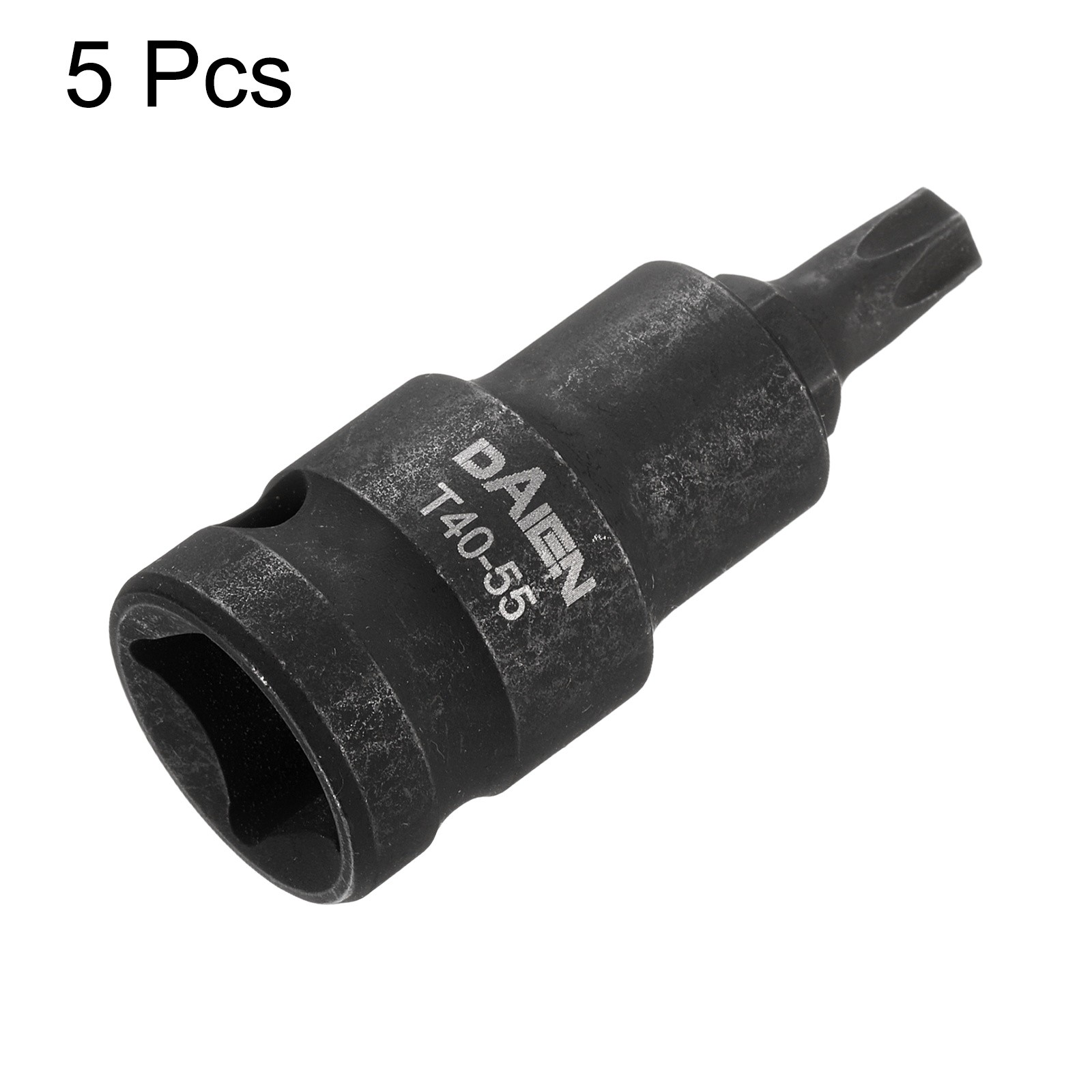 5pcs T40 Torx Bit Socket 55mm Length 1/2" Square Extension Impact Bit Black