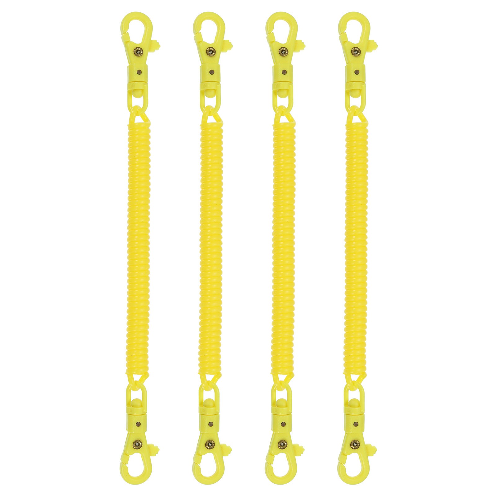 4pcs Retractable Coil Springs Keychain with Plastic Lobster Clasp Yellow