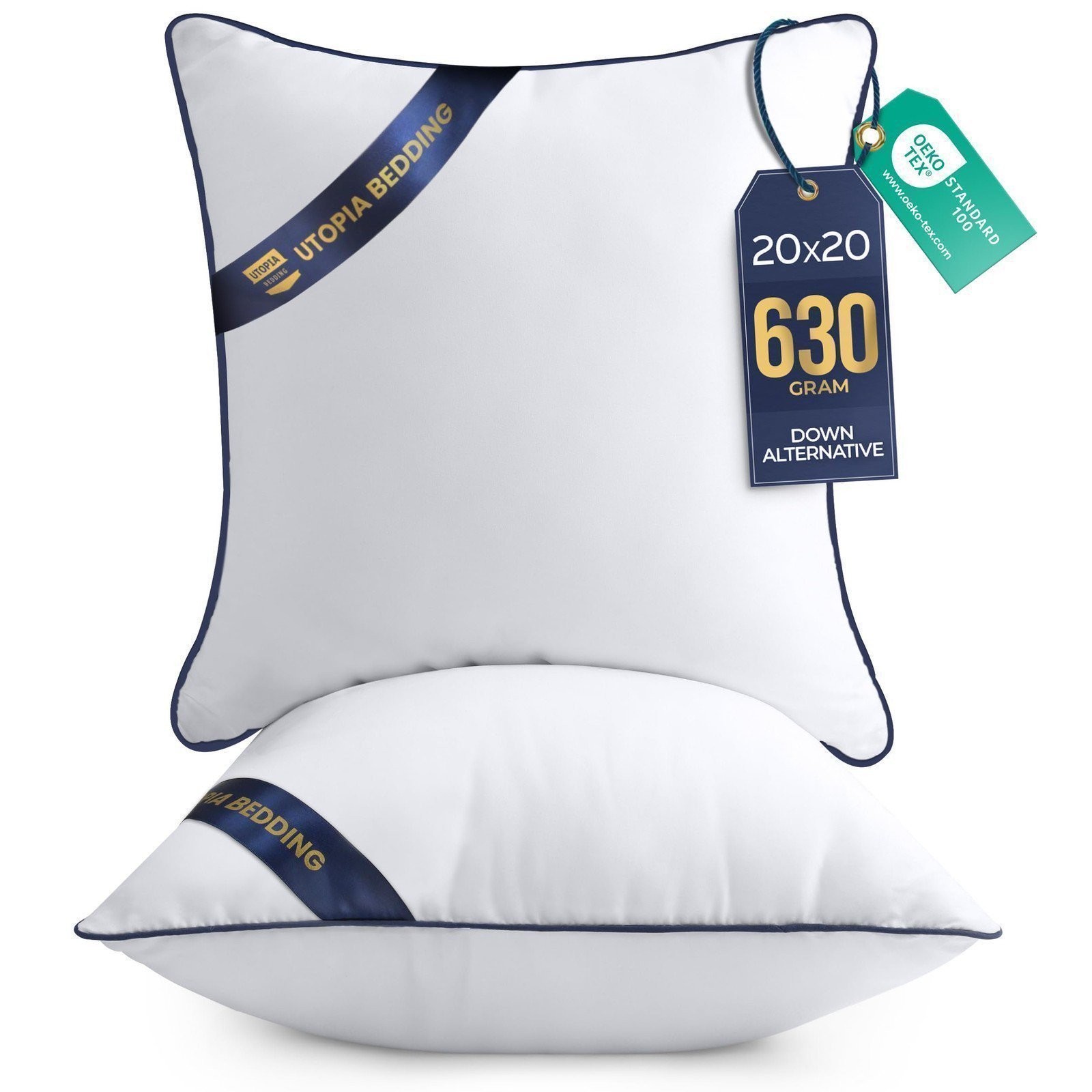 Utopia Bedding Throw Pillow Inserts (Pack of 2, White), 20 x 20 Inches...