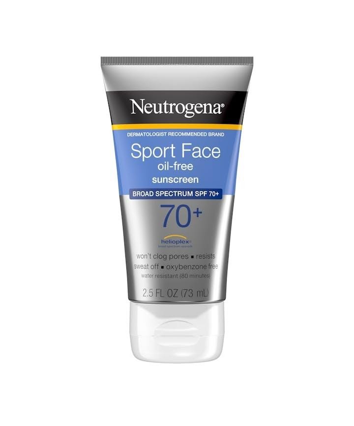 Neutrogena Sport Face Oil-Free Sunscreen Lotion Blue SPF 70+ 50ml Helioplex
