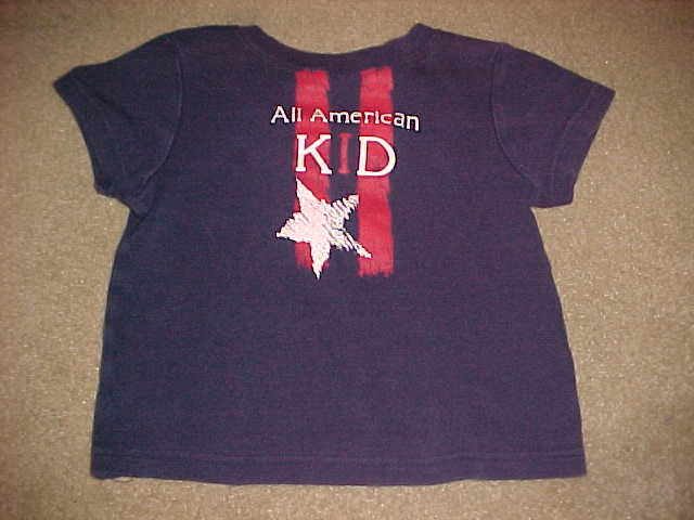 Girl 24 Months Blue T-Shirt By Parisian "American Kid" 100% Cotton Short Sleeves