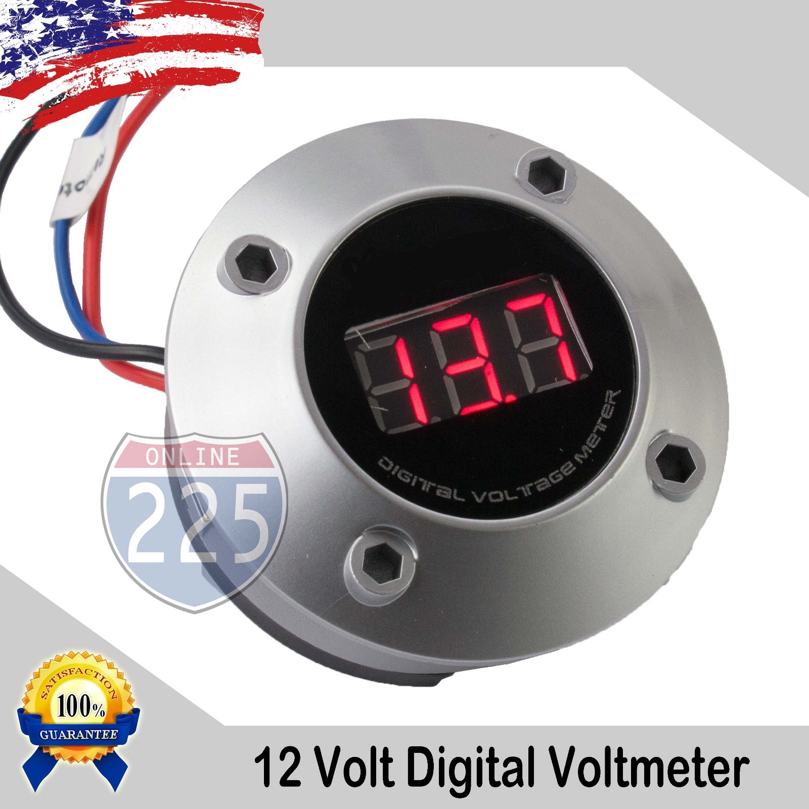 2" Digital Voltmeter w Neon Red LED Car Volt Gauge 12V/24V DC Electric Battery