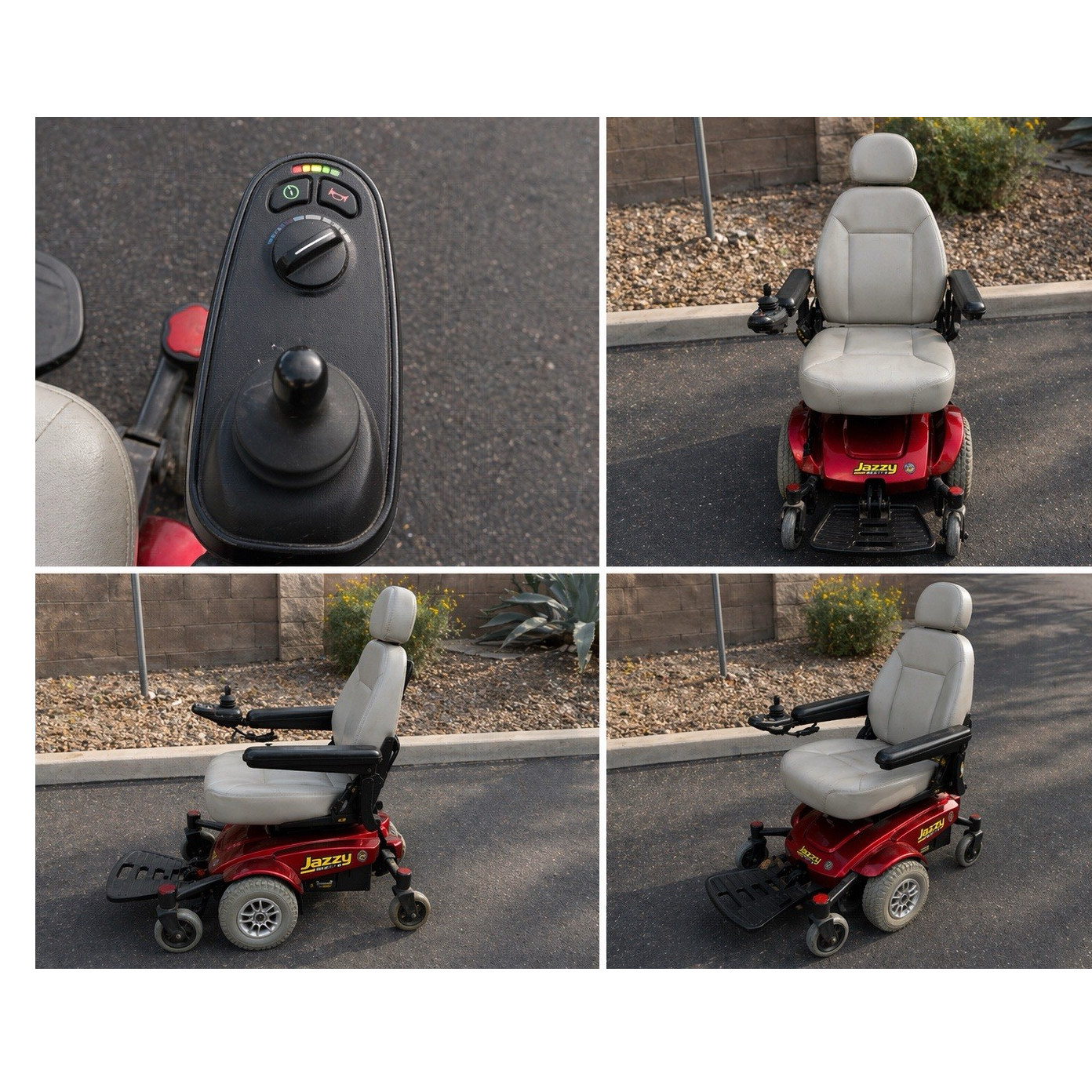 Jazzy Red Powerchair Electric 6 Wheels Padded Armrest Swivel Seat Anti-Tipper