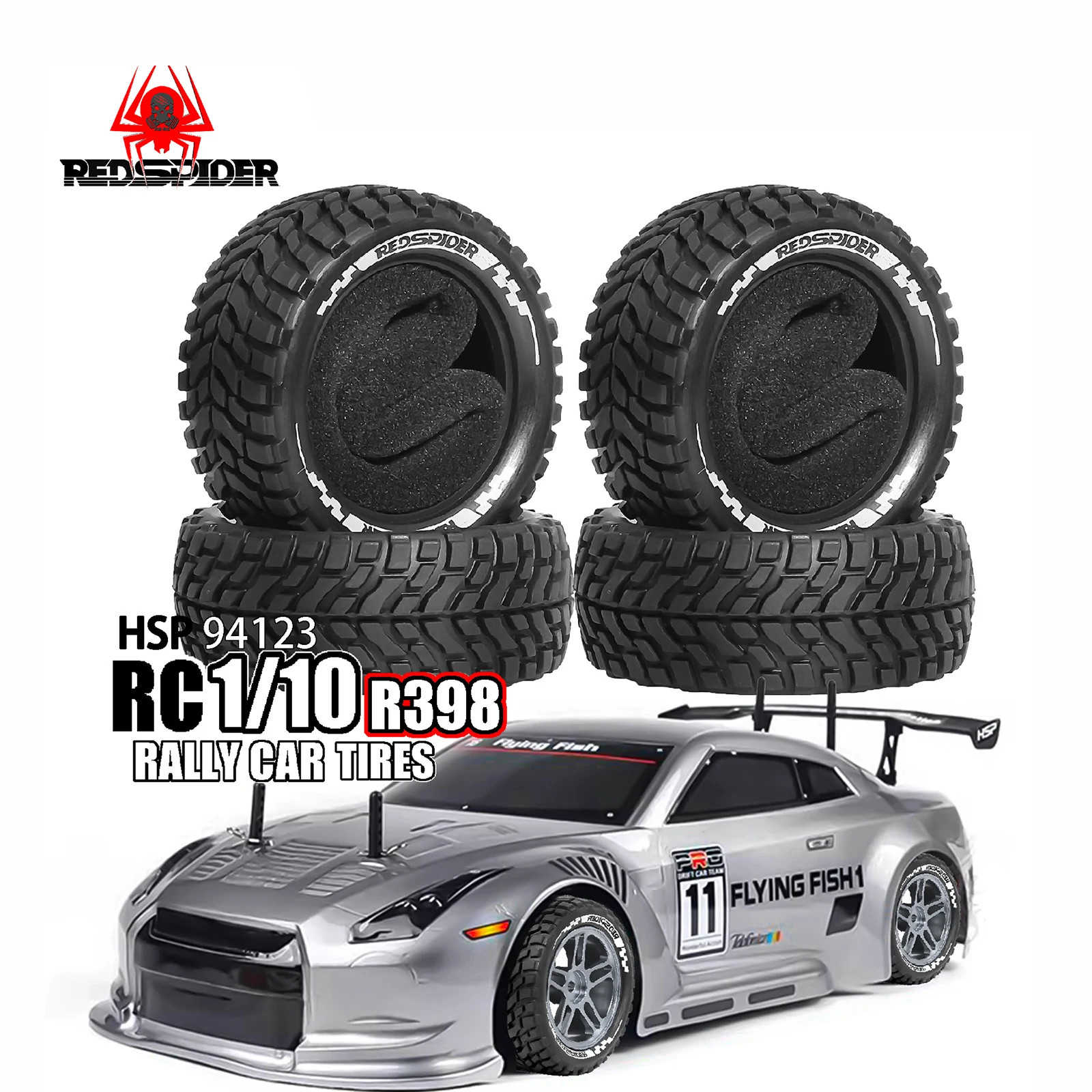 1/10 RC Rally Tires 75mm for Tamiya TT01 TT02 XV01 TA06 A959 PTG2 HPI KYOSHO HSP