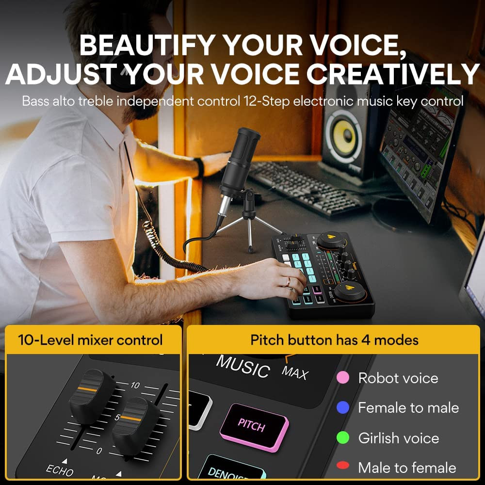 Podcast Equipment Bundle Kit Microphone Audio Sound Interface Recording Studio