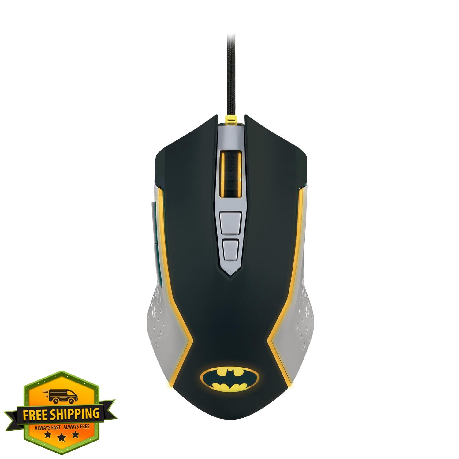 FRTEC - Batman Edition Gaming Mouse, Yellow LED Lighting, Adjustable DPI, Wir...