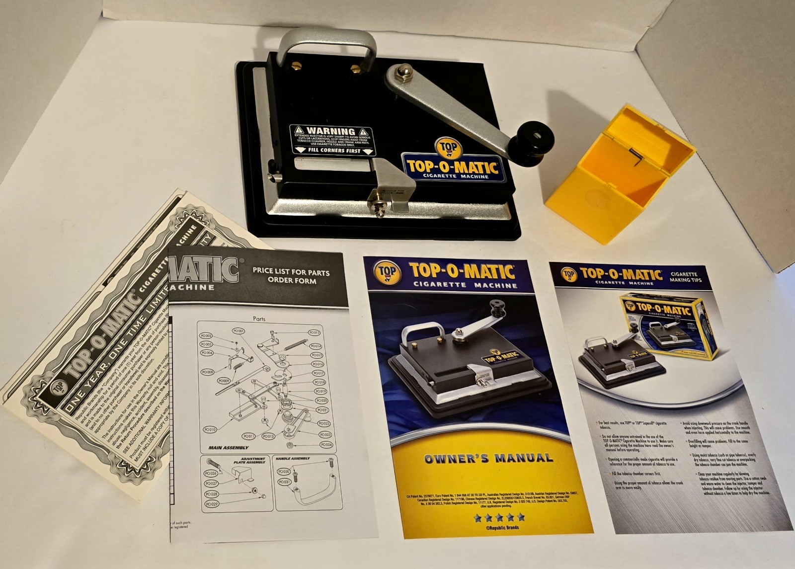 TOP-O- MATIC CIGARETTE ROLLING MACHINE WORKS W/ KING SIZE & 100MM TUBES