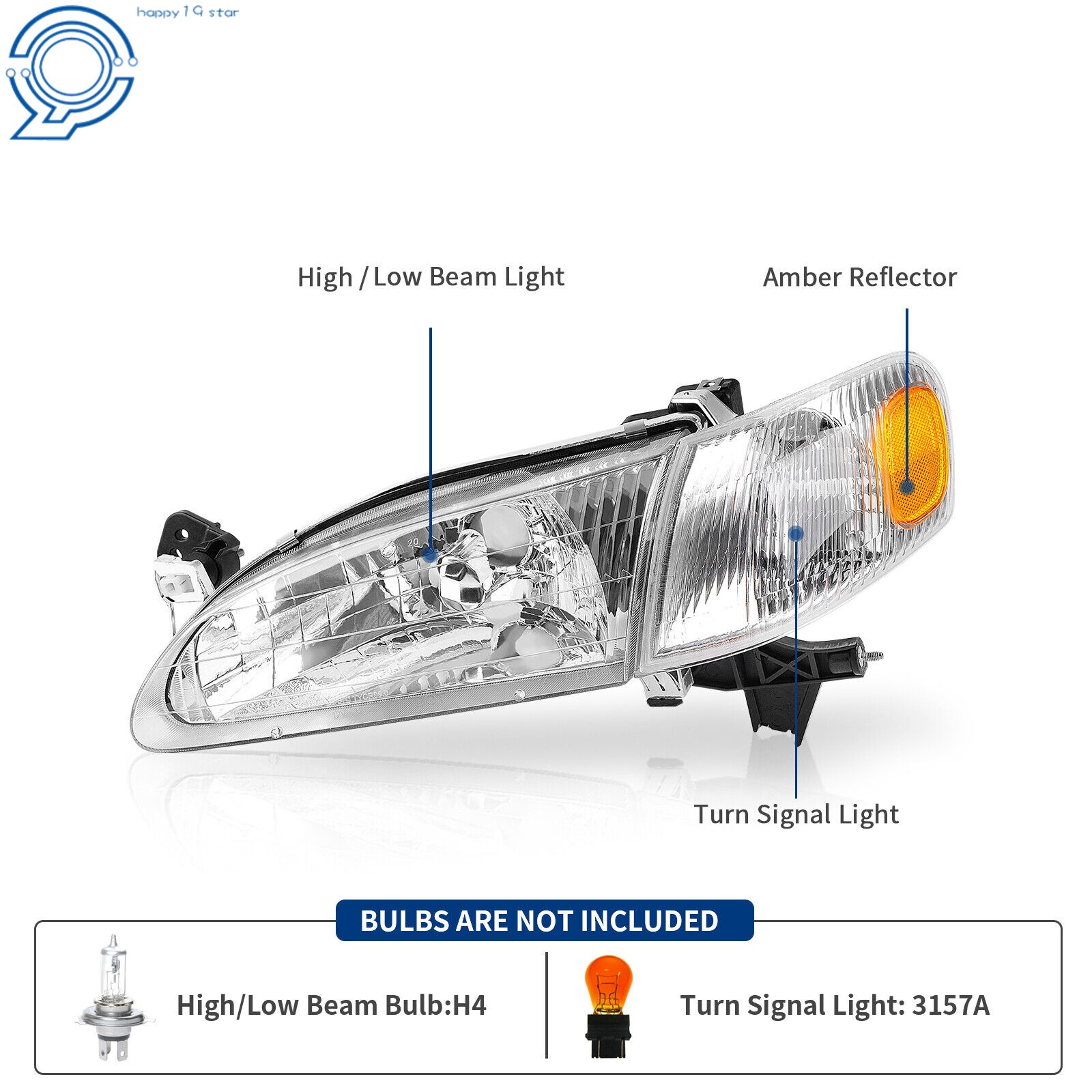 For Toyota Corolla 1998 1999 2000 Combo Set Headlight & Corner Parking Lights