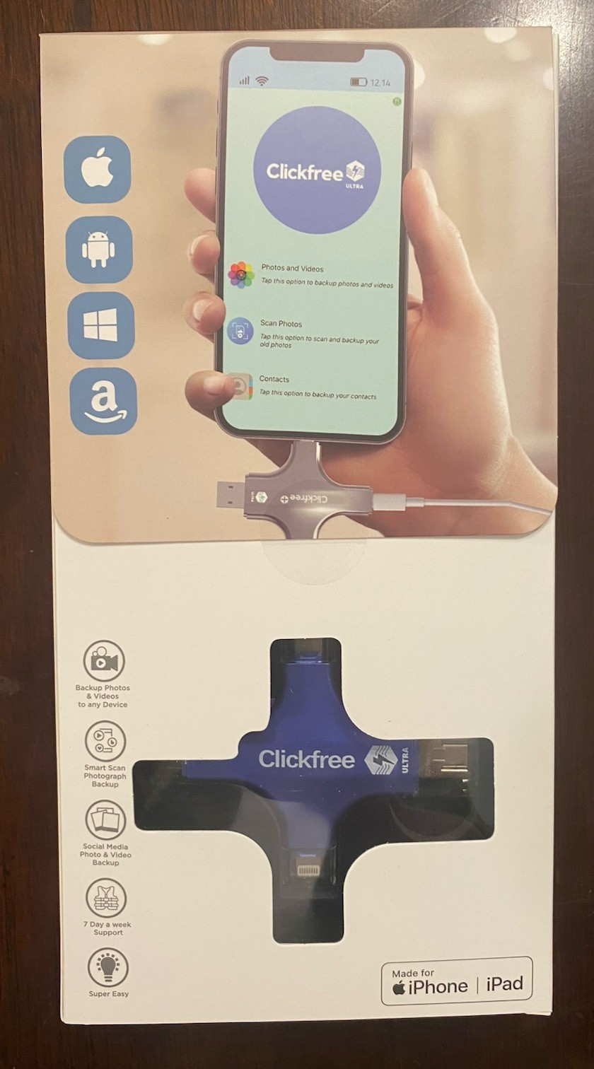 ClickFree Ultra Universal Storage Device Blue Travel Case Video Saver 256GB