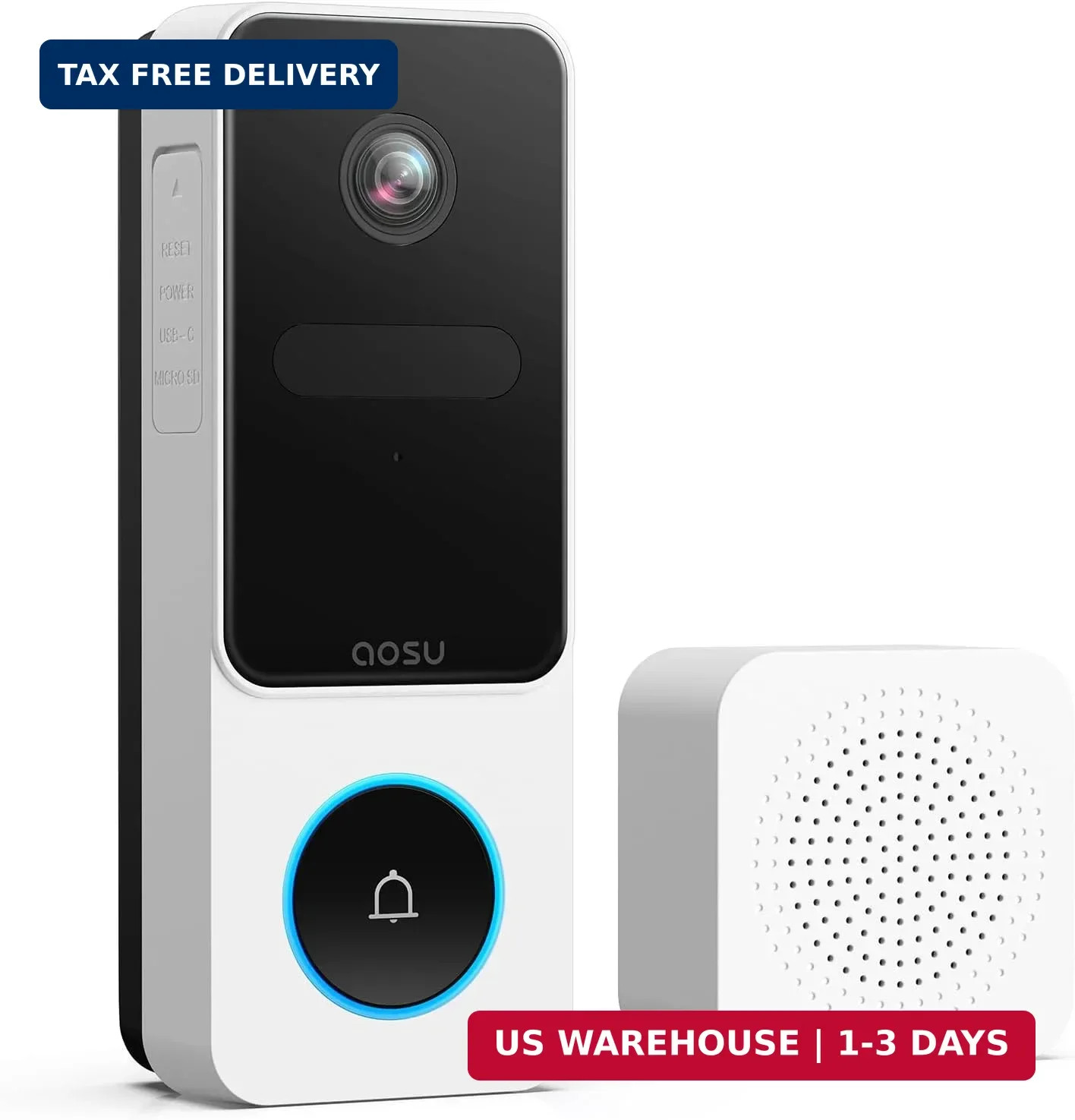 Wireless Doorbell Camera, 170° Ultra Wide Viewing Angle, Intelligent Parcel
