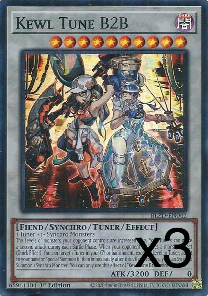 3X Yugioh Kewl Tune B2B BLZD-EN042 Super Rare 1st Edition NM