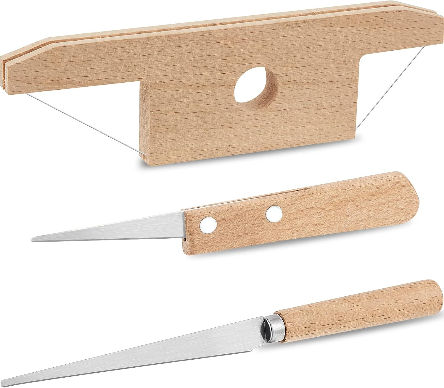 3 Pieces Pottery Tools Cutting Clay Trimming Tool Includes Wood and Wire Bevel C