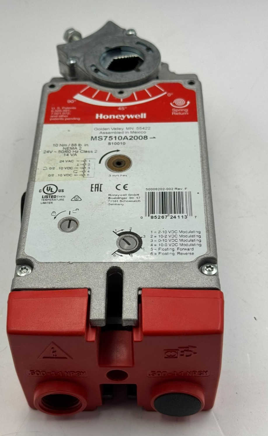 HONEYWELL ms7510a2008 Direct Coupled Actuator