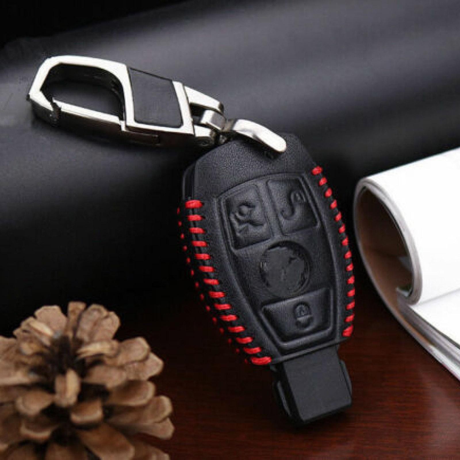 Car Remote 3 Buttons Key Case Holder Cover Chain Protector For Mercedes Benz E/