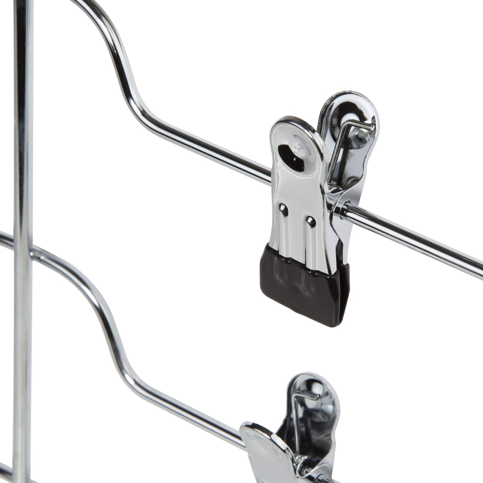 4 Tier Trouser/Skirt Hanger - Chrome & Black Vinyl - 2 PACK
