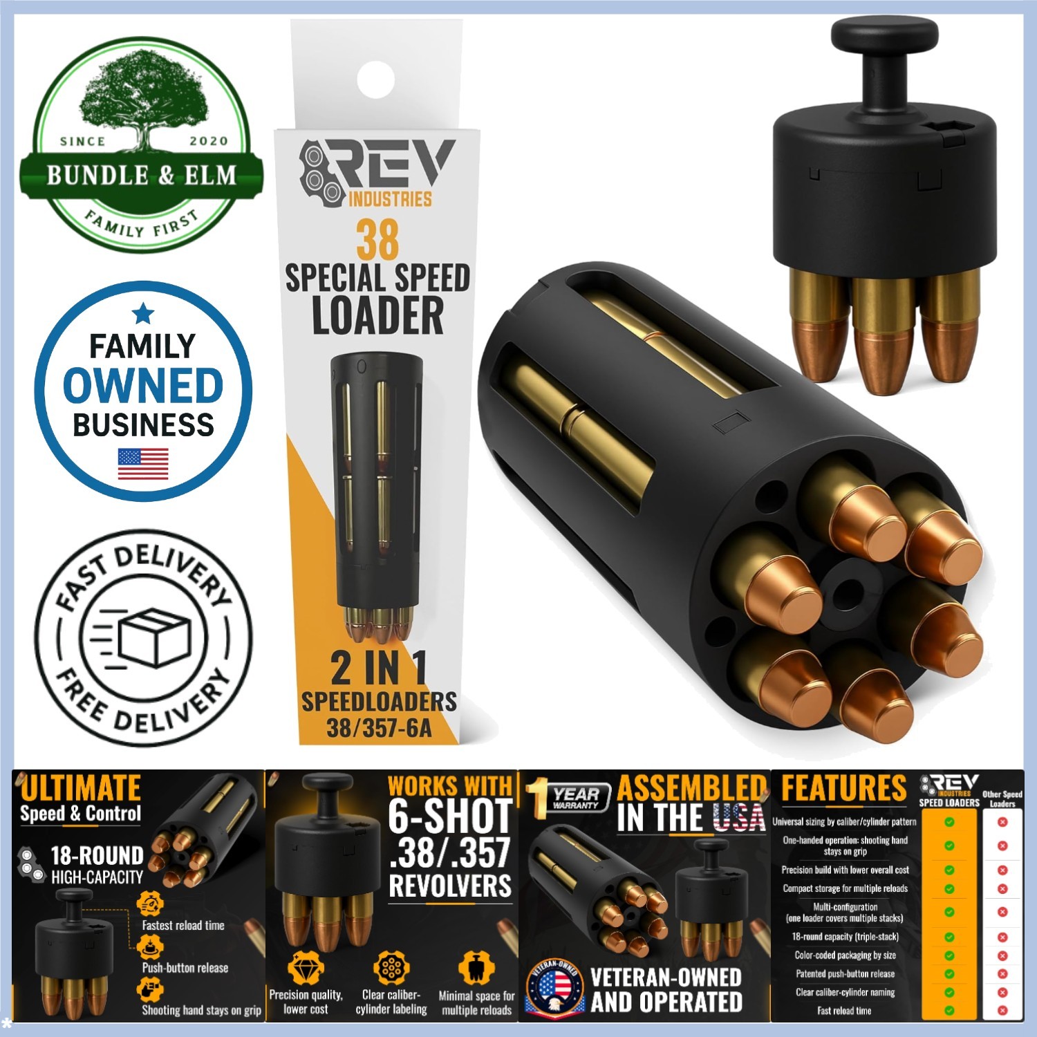 38 Special Speed Loader - 357 Magnum SpeedLoader for 6-Cylinder Revolvers - H...