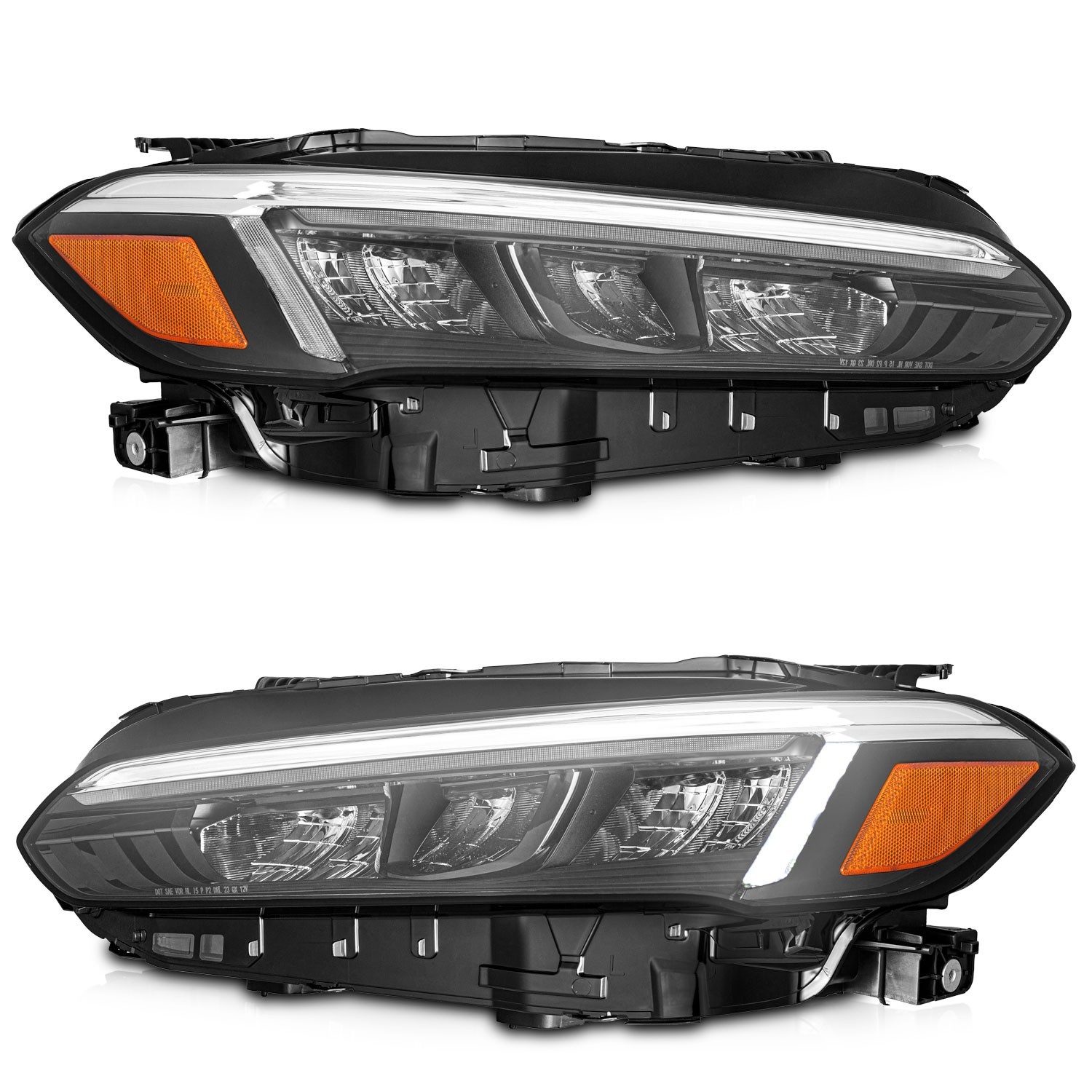 Pair Headlights For 2022-2023 Honda Civic Black Trim Full LED Headlamps