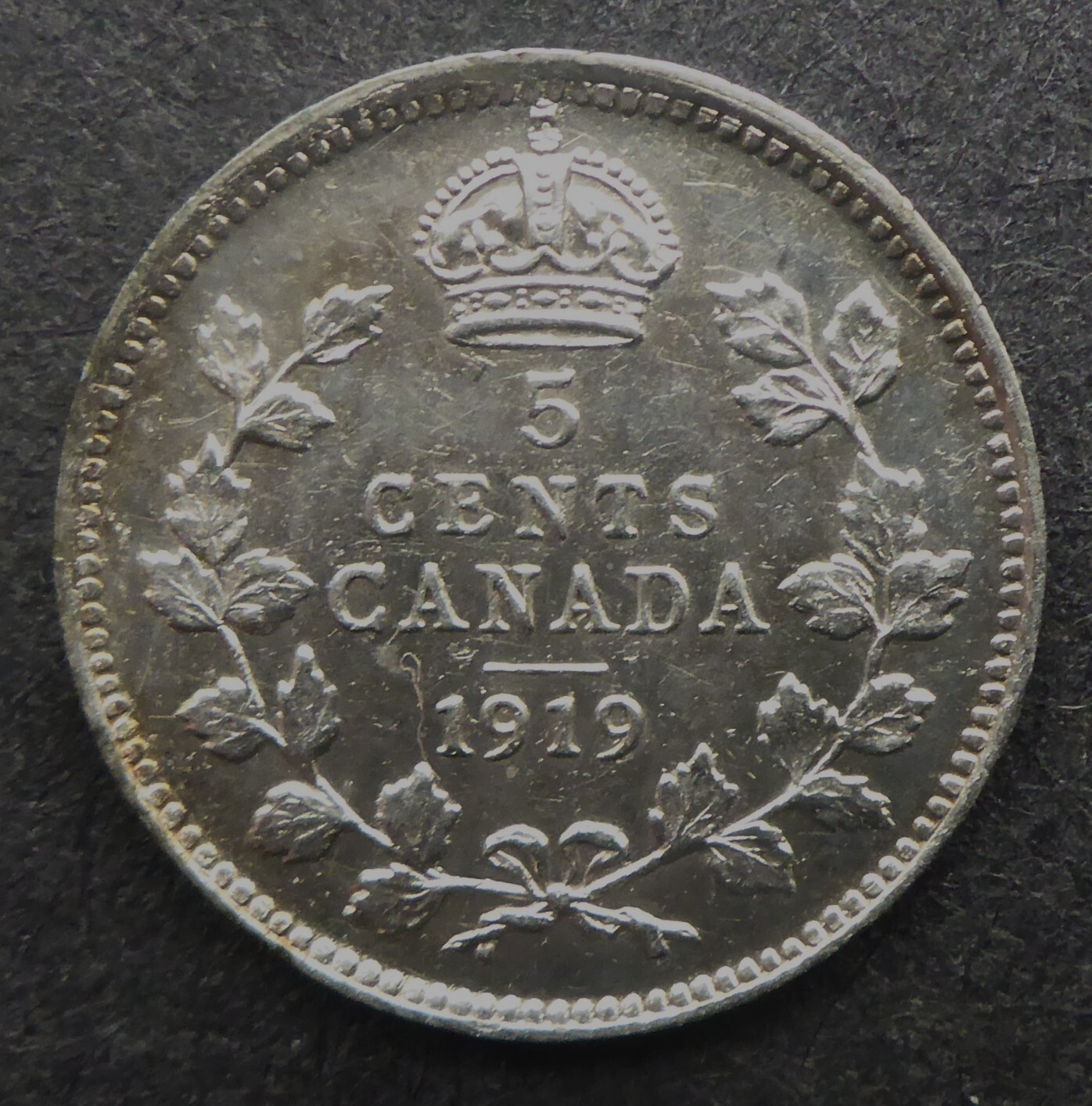 CANADA 1919 STERLING SILVER 5 CENT 106 YEARS OLD! (2) CAN.SHIP $1.99