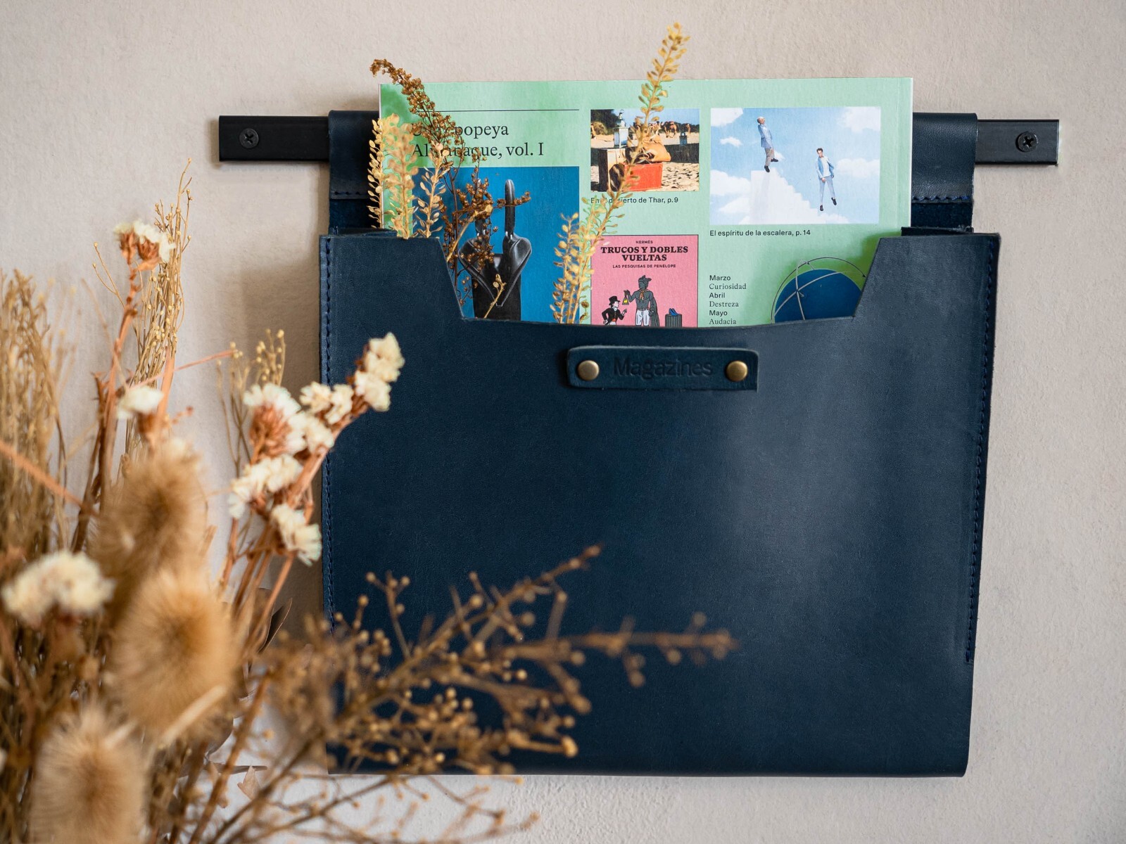 Large Leather Wall Pocket Organizer