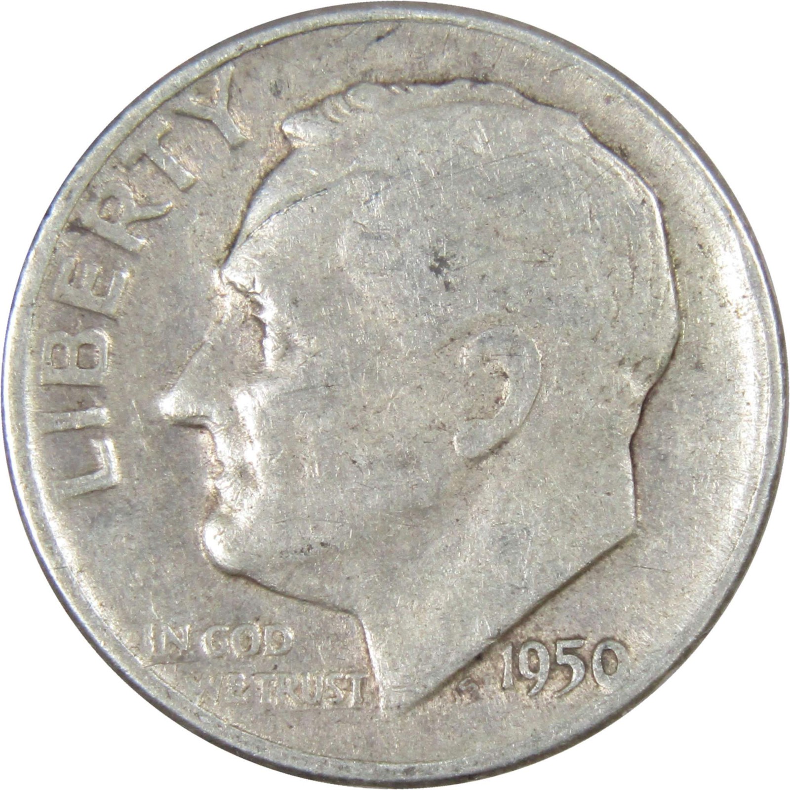 1950 D Roosevelt Dime Circulated Silver 10c Coin Collectible