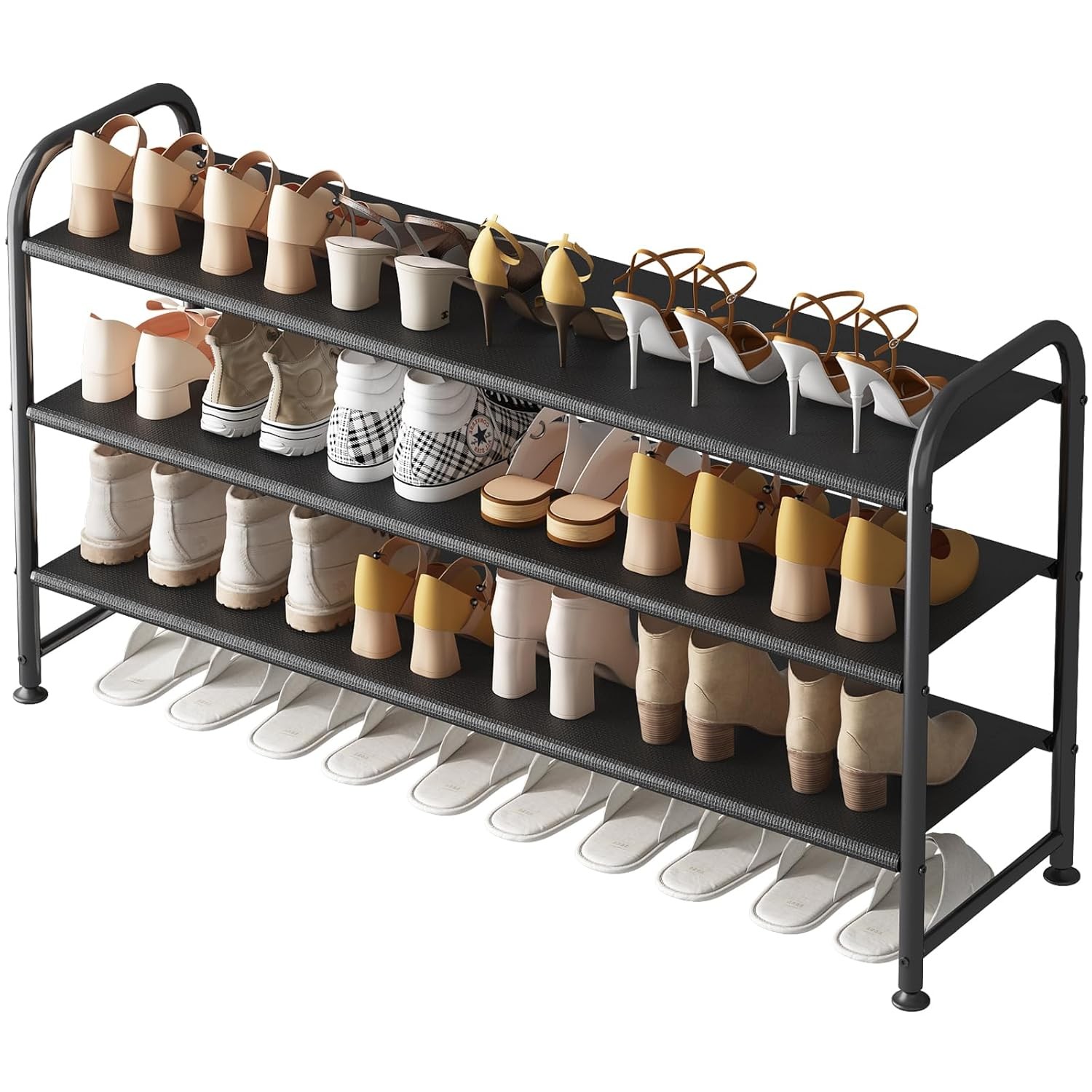 Metal Shoe Rack 3 Tier Long Shoe Stand Garage Wide Organizer Shoe Shelf Hallway