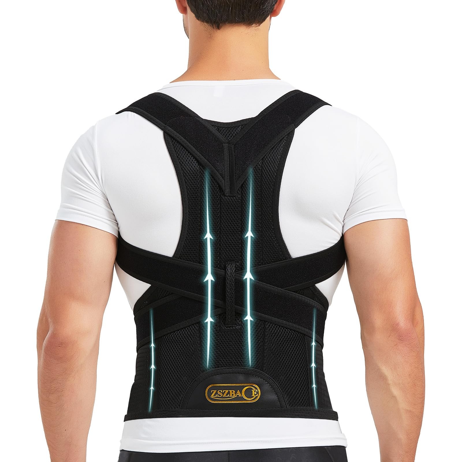 Back Brace and Posture Corrector for Men and Adjustable Back Straightener Pos...