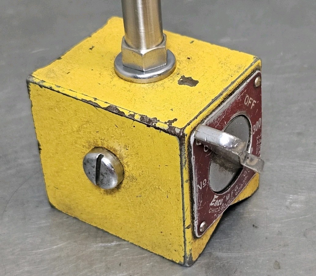 Starrett No. 196 dial indicator set with an Enco magnetic base