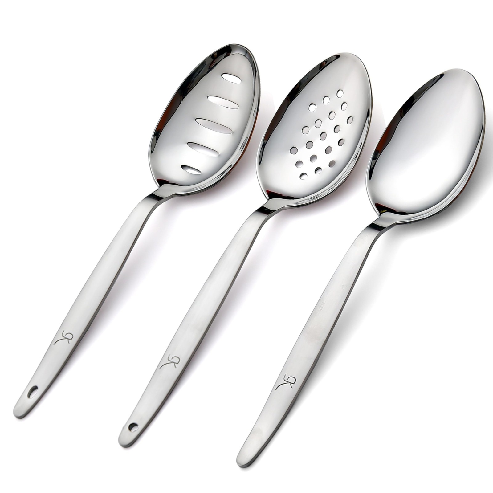 3-PCS Kunz Spoon | 9 Inch 18/10 Stainless Steel Serving Spoons Set Include Se...