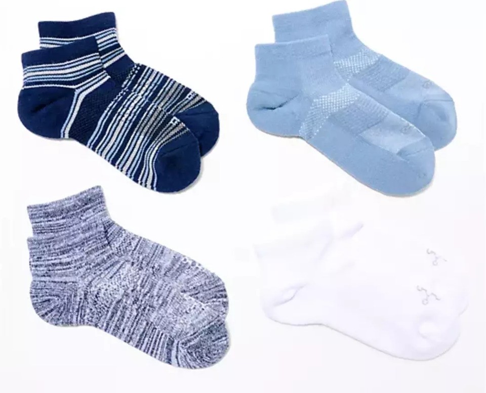 Tommie Copper 4 Pack UltraTemp & Ultraguard Ankle Socks - Blue Stripe X-Large
