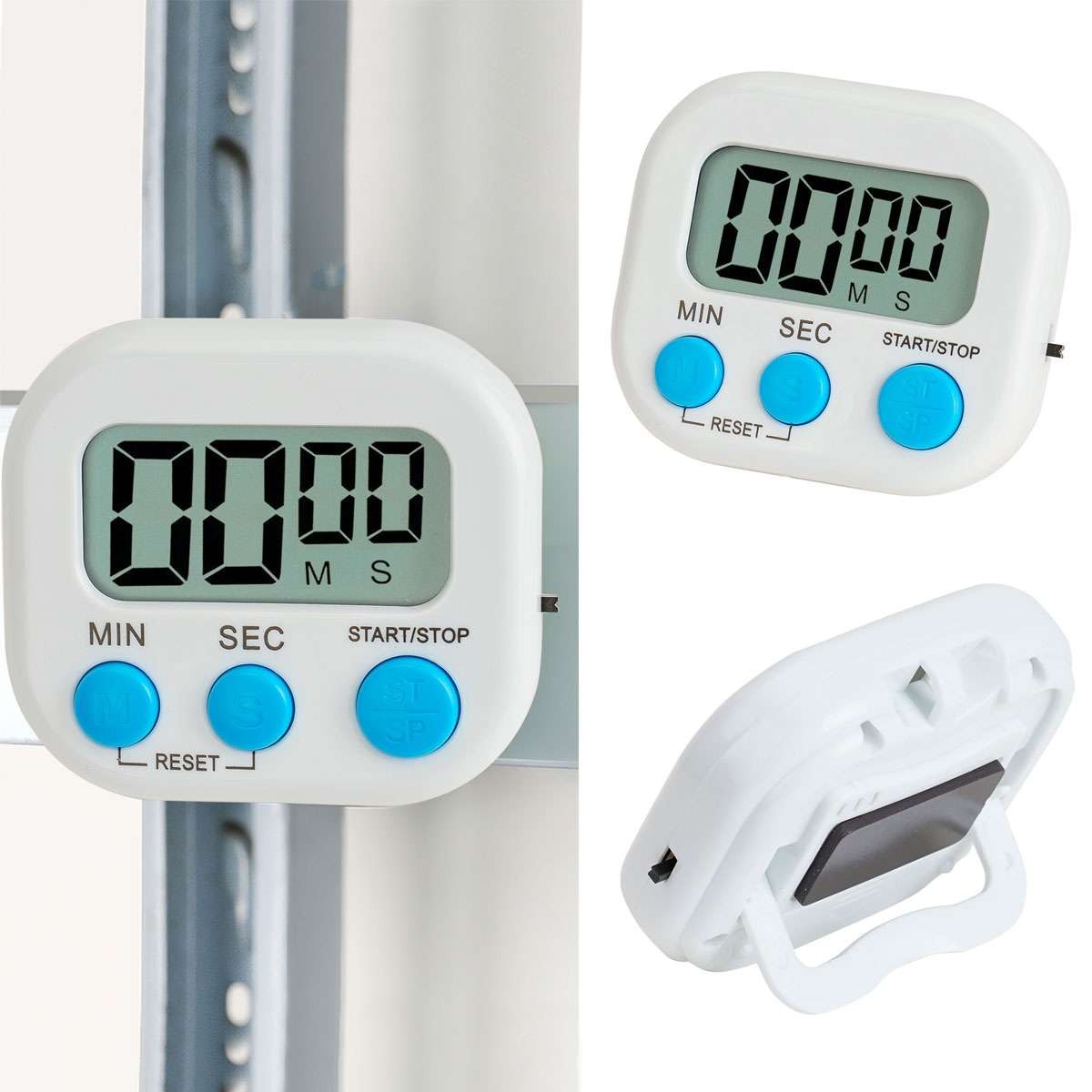 4X Kitchen Timer Magnetic LCD Digital Countdown Stopwatch With Stand Alarm Clock