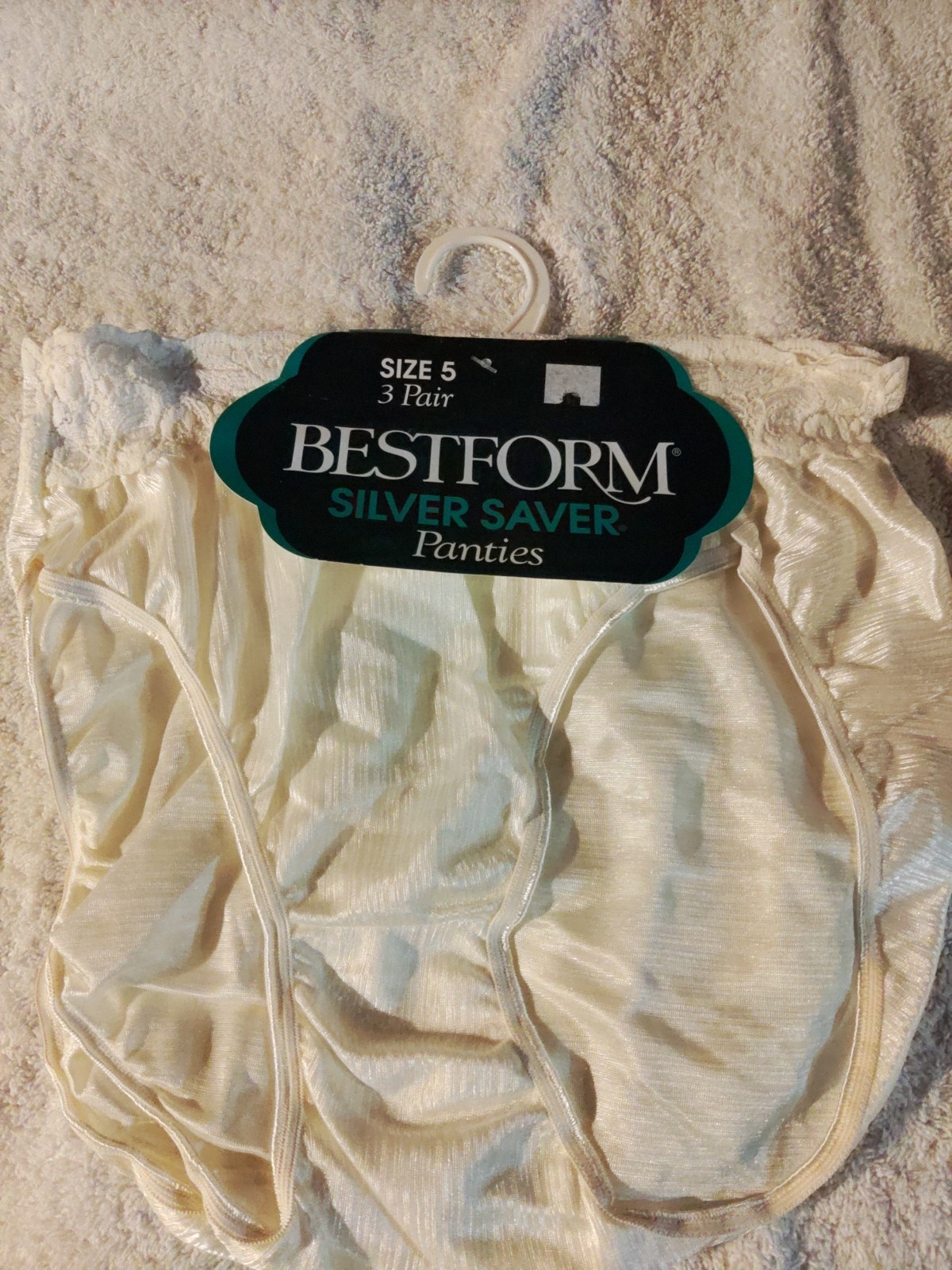3 Pack Vintage Bestform Panty Hi-Cut Panties Wide Lace Stripe Shiny Nylon Sz 5
