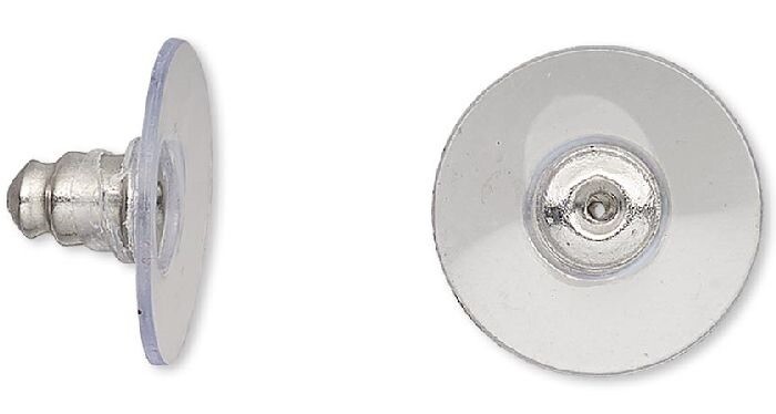 100 Comfort Clutch 316L Stainless Steel 13mm Earring Backs with 1/2" Clear Pads