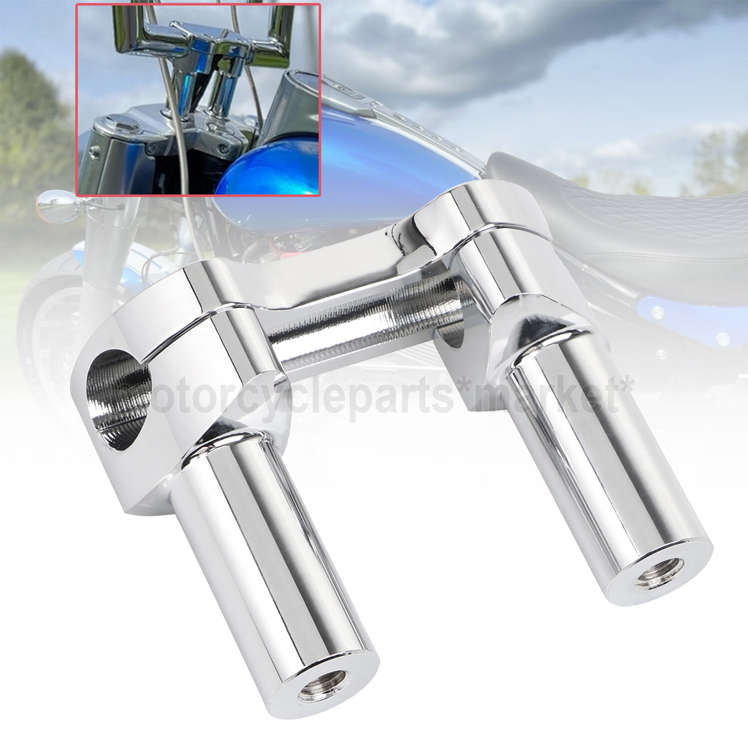 Front 3.5" CNC Handlebar Risers Top Clamp For Harley Heritage Softail Dyna FXDL