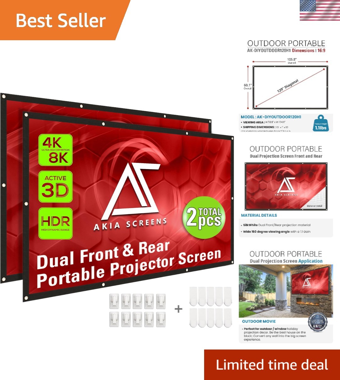 Home Theater Ready 120-Inch Dual Projection Screen - Perfect for 8K/4K Quality
