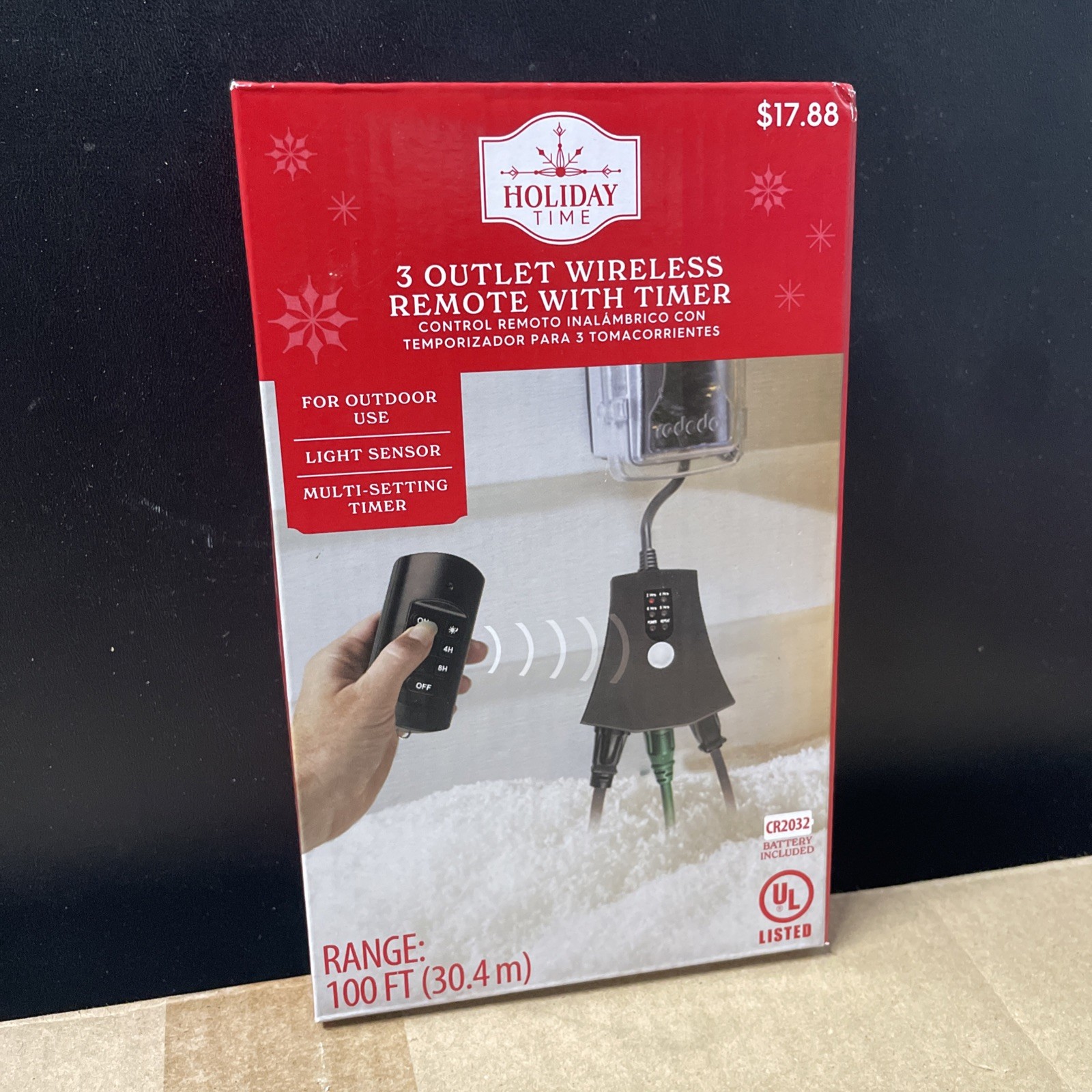 Holiday Time 3 Outlet Wireless Remote With Timer 100ft Range 3 Grounded Outlets