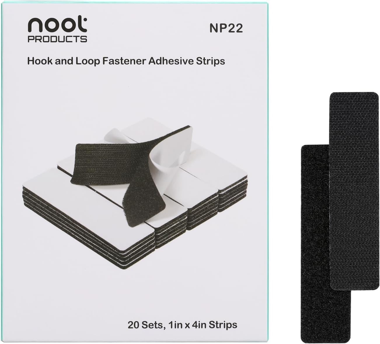 noot products 20 Sets 1x4 Inch Hook and Loop Fastener Strips with Adhesive He...