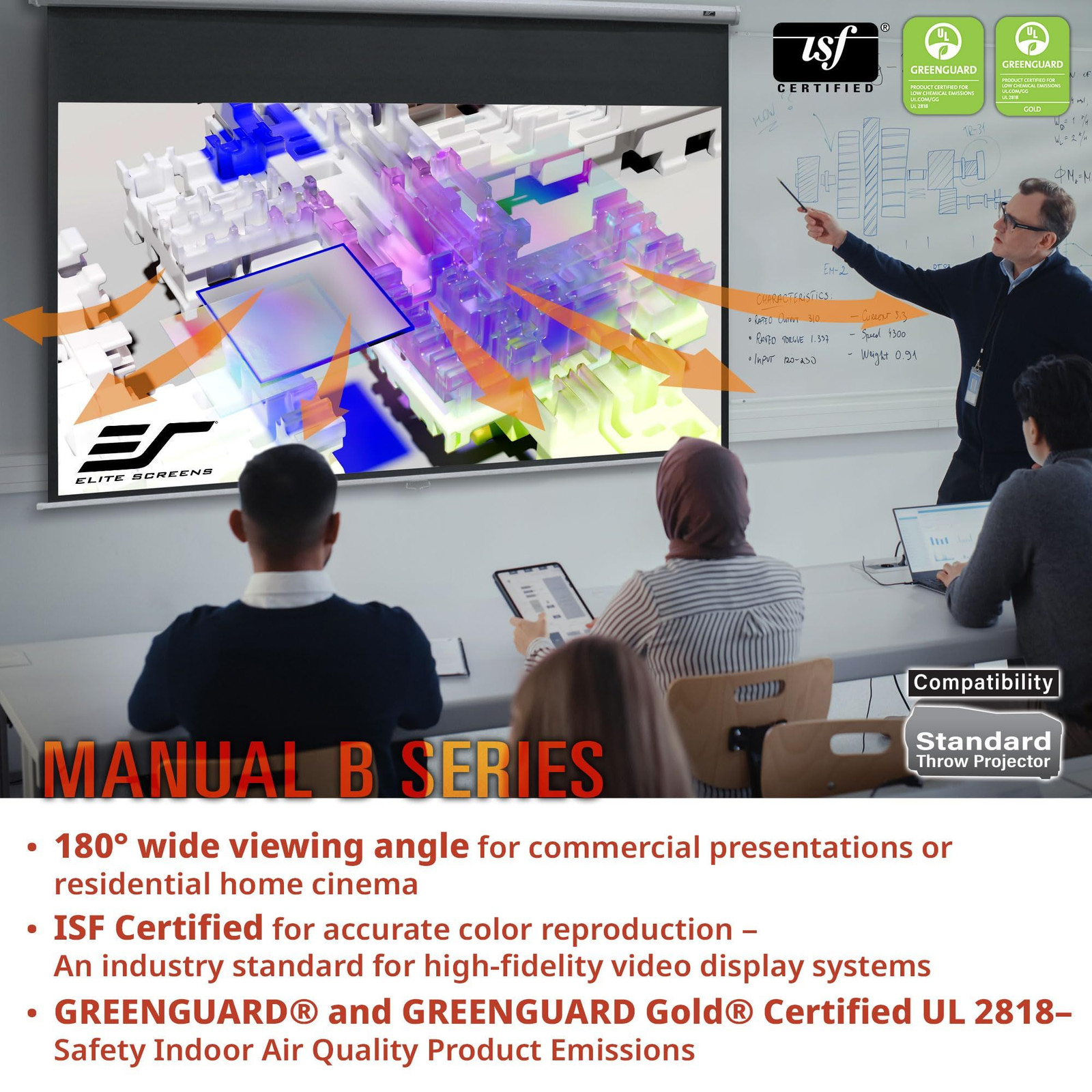 Elite Screens Manual B, 100-INCH Pull Down Projector 100 INCH, White