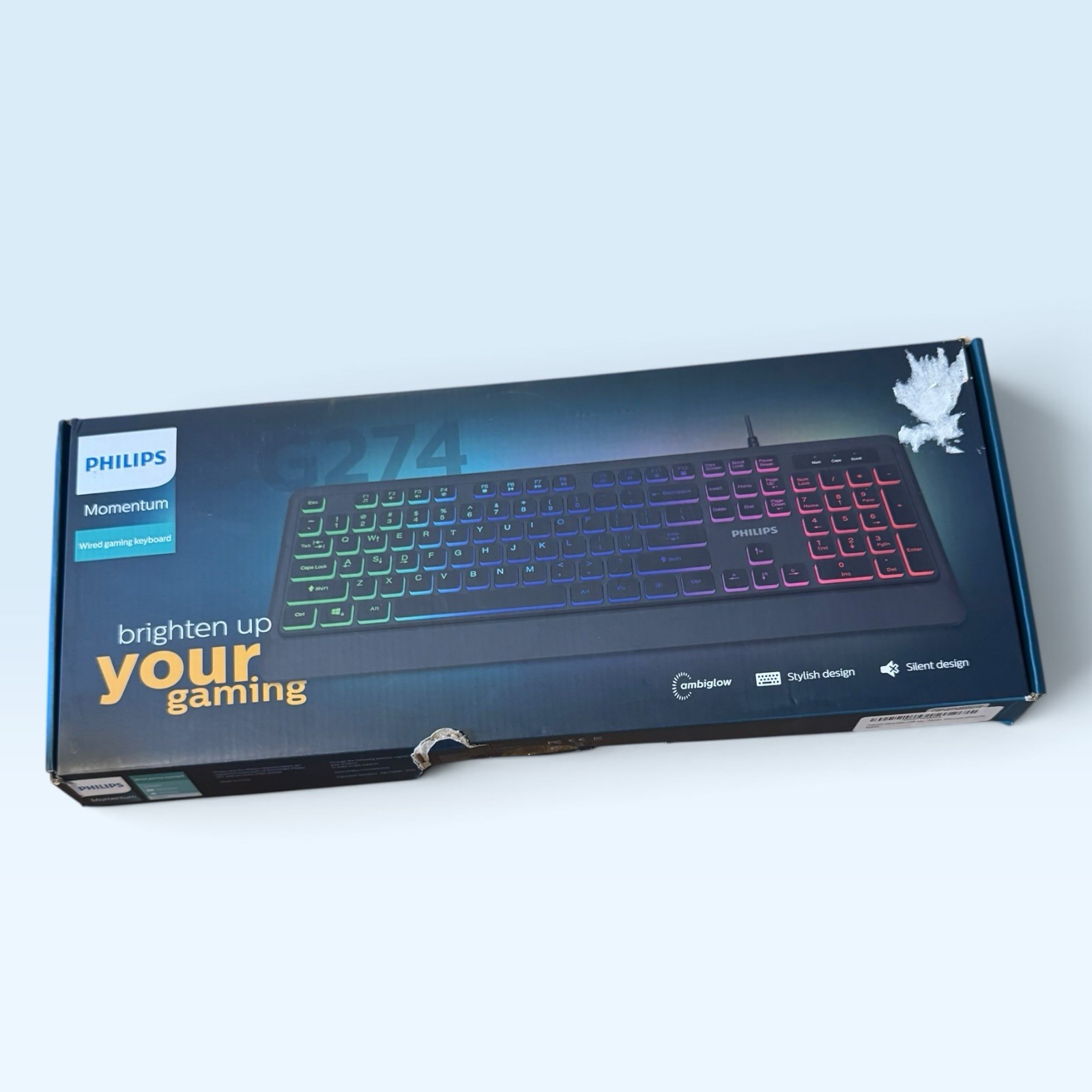 Philips G274 Momentum Wired Gaming Keyboard RGB USB Full Size Tested Working